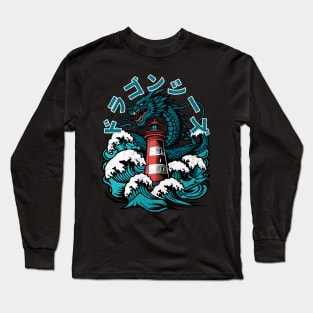 Dragon vs Lighthouse - Nautical Chaos Long Sleeve T-Shirt